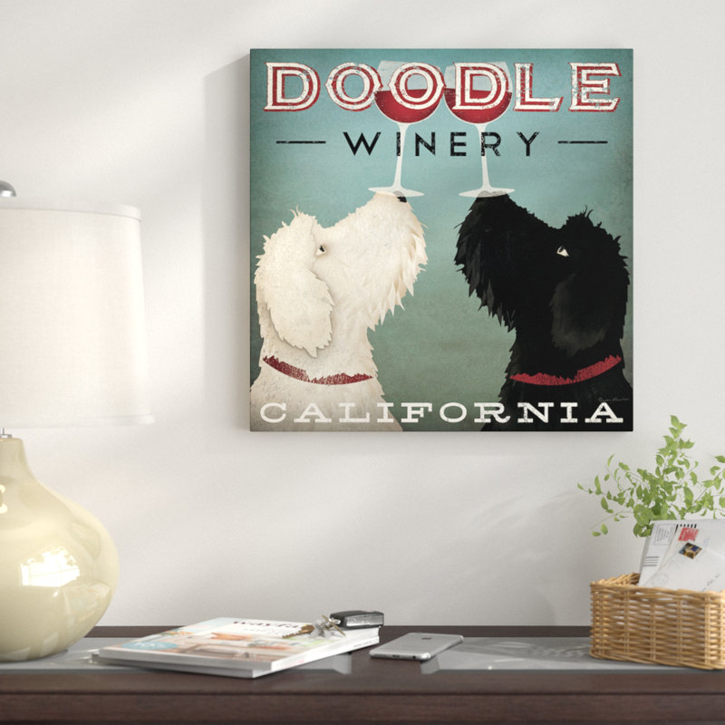 Doodle winery, impression sur toile tendue, H 12 po x l 12 po x P 0,75 po, Toile tendue, Pas de tapis