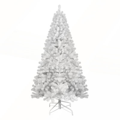 Arbre de Noël blanc de 5 pi avec fil mémoire, conception à charnières à 498 pointes pour un assemblage facile et une apparence complète