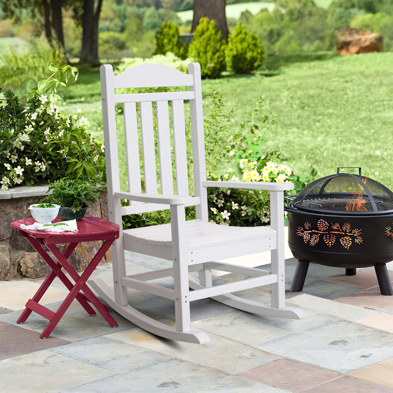 Chaise berçante d'extérieur en PEHD Danvers, Blanc