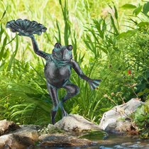 Relaxdays Gartenfigur Frosch, wetterfest, für Ba…