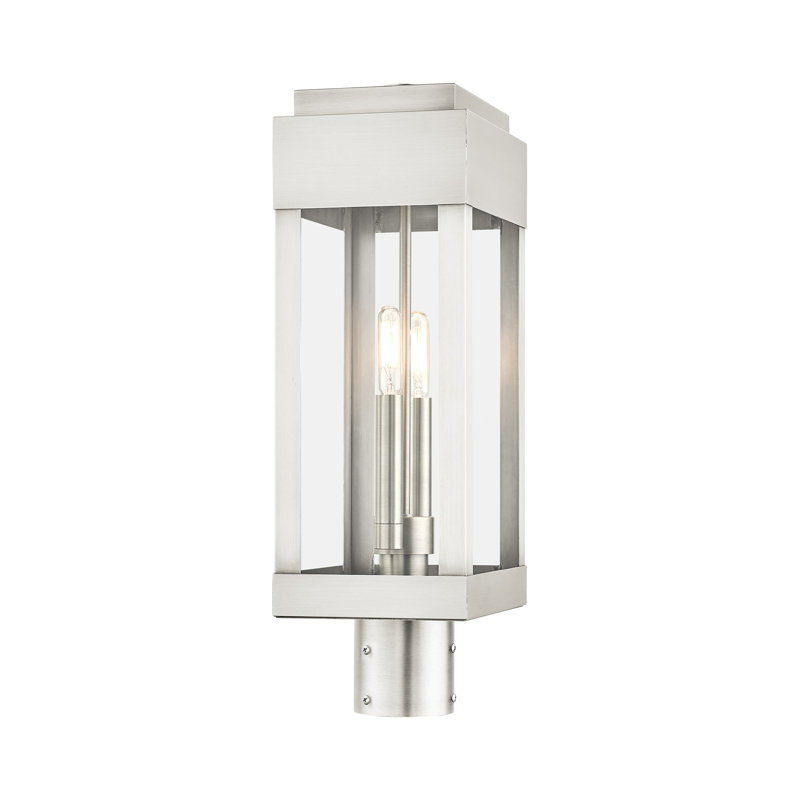 Tête de lanterne câblée 1 lumière H 19,75 po, Nickel brossé