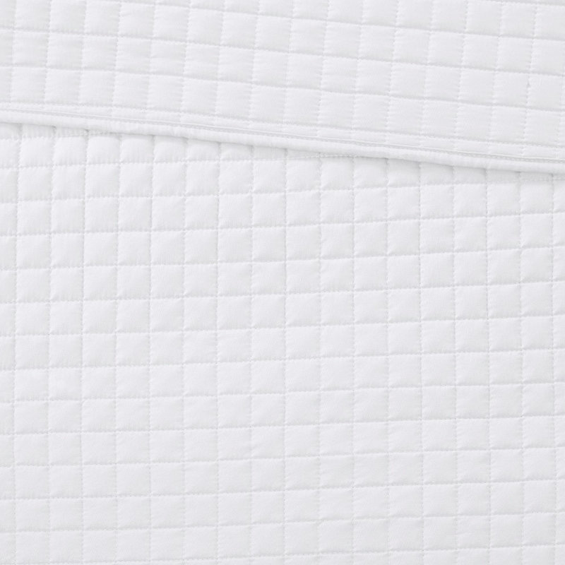 3 pièces de courtepointe réversible double / grand blanc - motif à carreaux carrés, rembourrage en tissu lavable