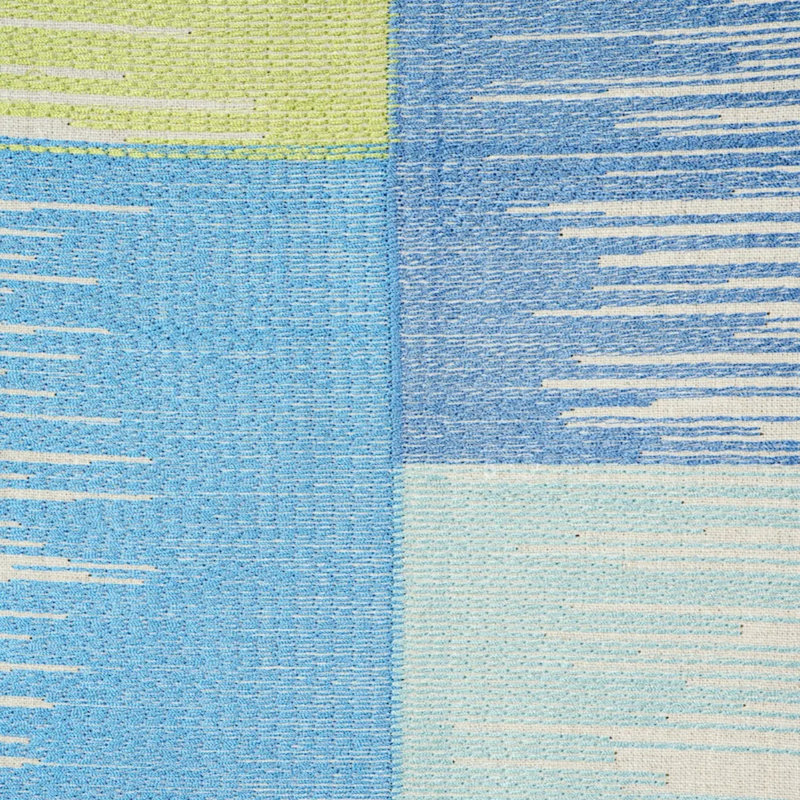Tissu brodé Sunburst, Bleu / vert citron