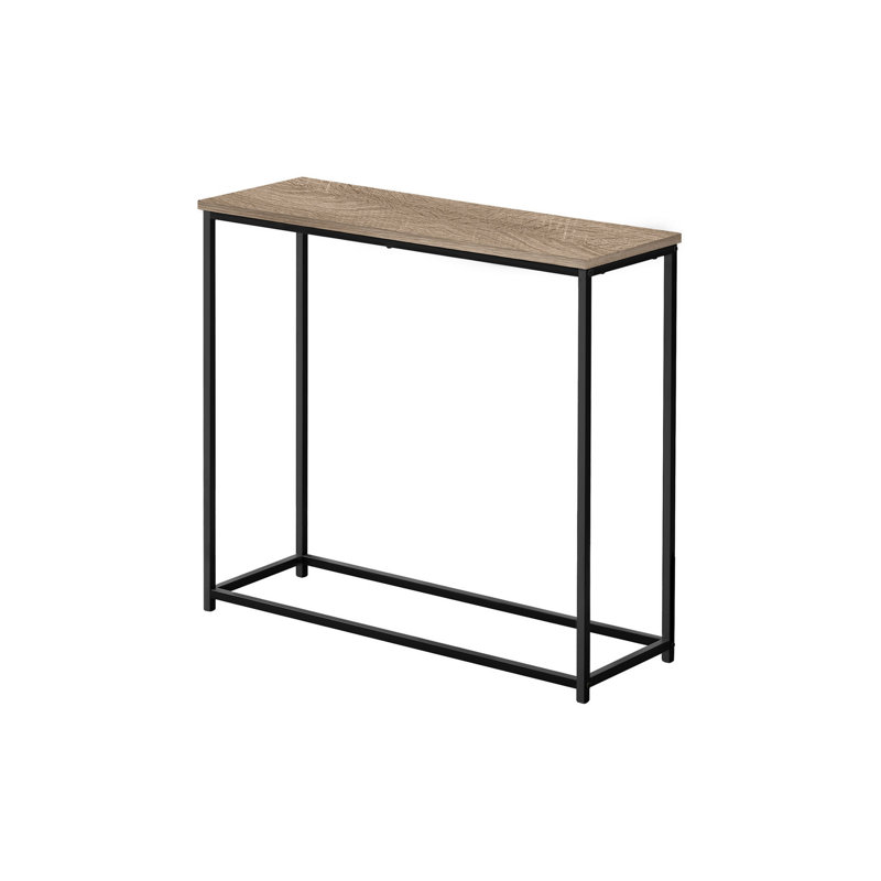 Kip Sofa Console Table, 32 Inch Narrow Top, Open Metal Frame, Taupe/Black, Taupe/Black