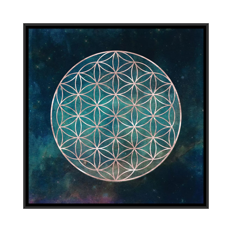 Mandala fleur de vie - reproduction d'art, H 12 po x l 12 po x P 1,5 po, Toile avec cadre noir