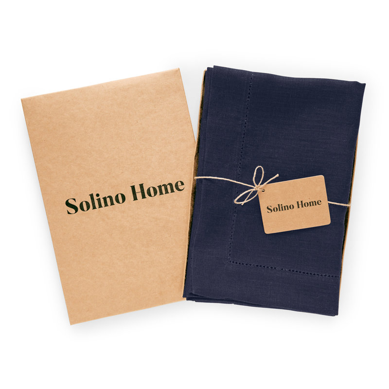 Medium Weight Hemstitch - 100% Pure Linen Dinner Napkins, Navy