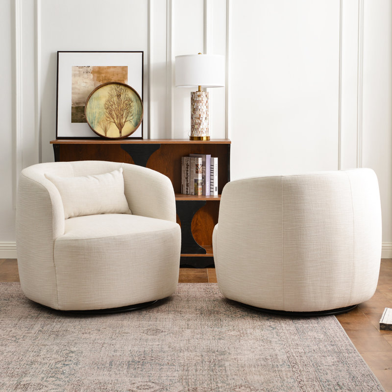 Fauteuil demi-tonneau pivotant l 34 po Jaydin, Ivoire ivoire