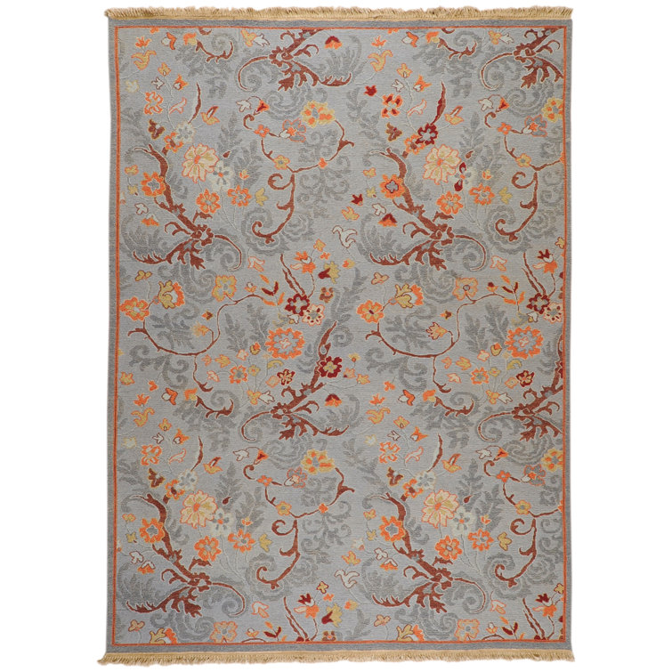 Tapis floral avoine noué à la main Rupert