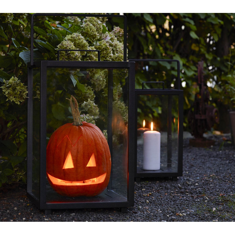 Lighthouse Aluminum/Glass Floor Lantern, Lava Gray, 21.3" H x 13" W x 13" D