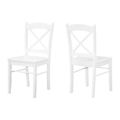 Of 2 Transitional Dining Chairs In White, Solid Wood Legs, Practical For Bedroom Use White Side Chairs, Transitional, Kitchen &