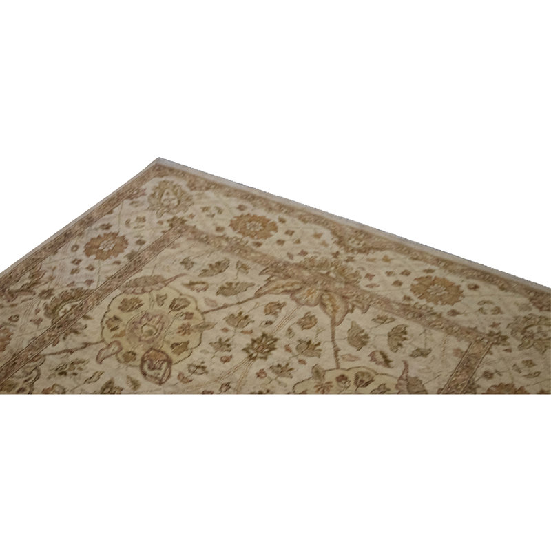 Hand Knotted Wool Area Rug in Cream