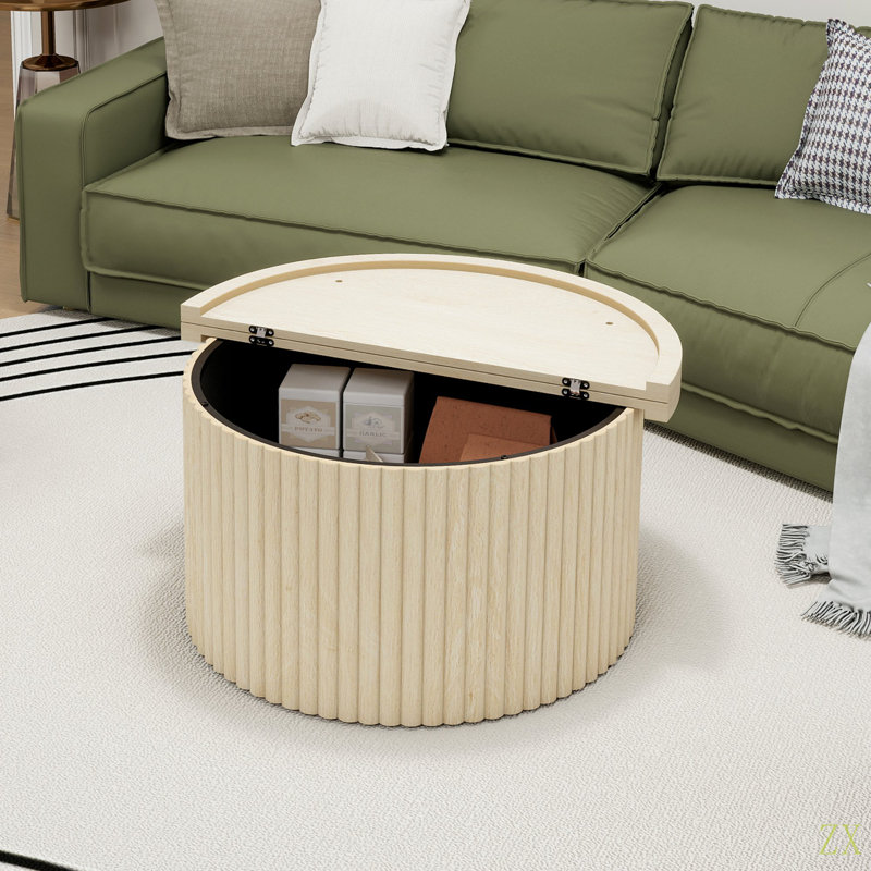 Table basse, table basse ronde, table d'appoint moderne pour salon, appartement, Beige