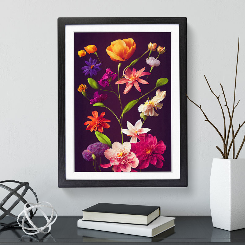 XV1022-4629X The Superb Flowers - Single Picture Frame Print, 64cm H x 46cm W x 2cm D, Black