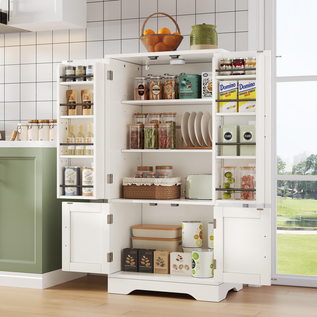 120cm 4-door Kitchen Pantry With Led Sensor Light