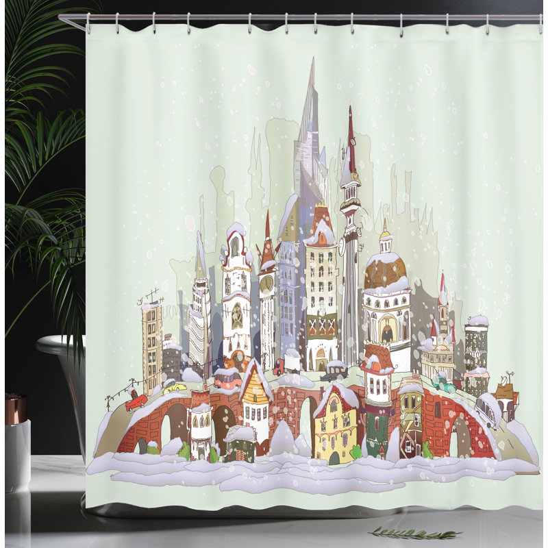 Shower Curtain with Hooks Included, 75" H x 69" W