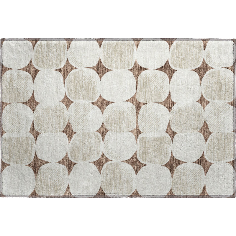 Premium Machine Washable Prisco Brown Rug, Rectangle 1'8" x 2'6"