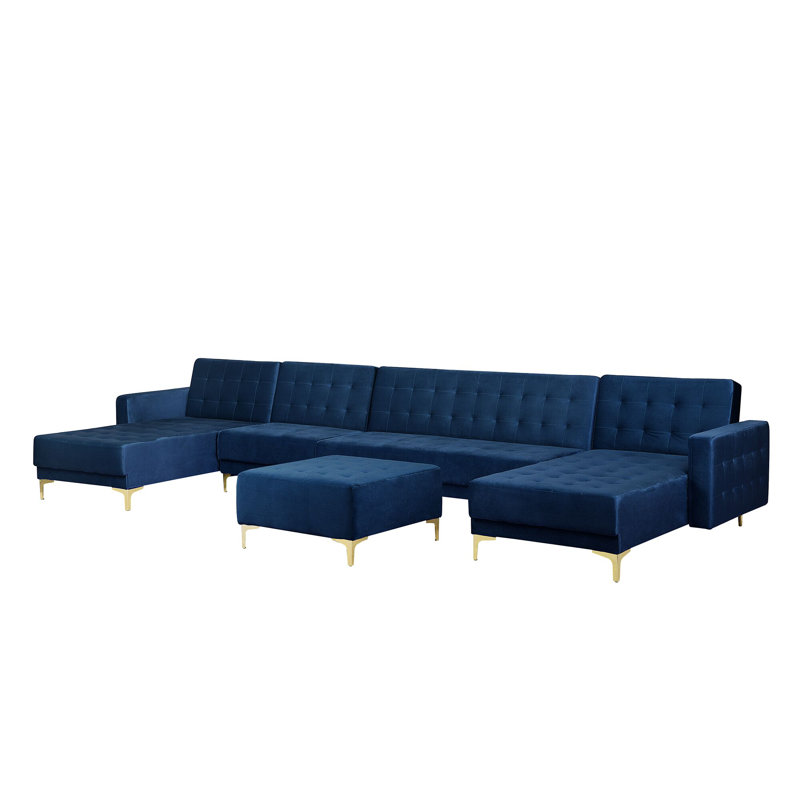 Cherry 5 - Piece Velvet Living Room Set, Navy Blue