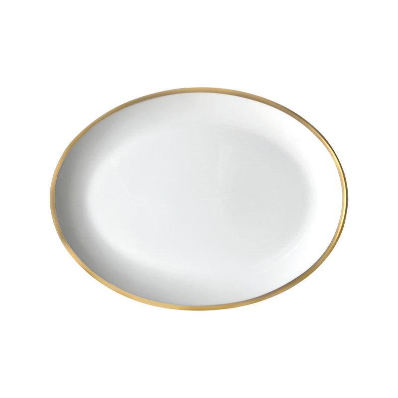 Platinum Edge Bone China Dinner Plate, White/Gold