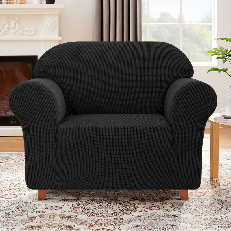Housse pour fauteuil à coussins carrés / rectangulaires texturé, Noir