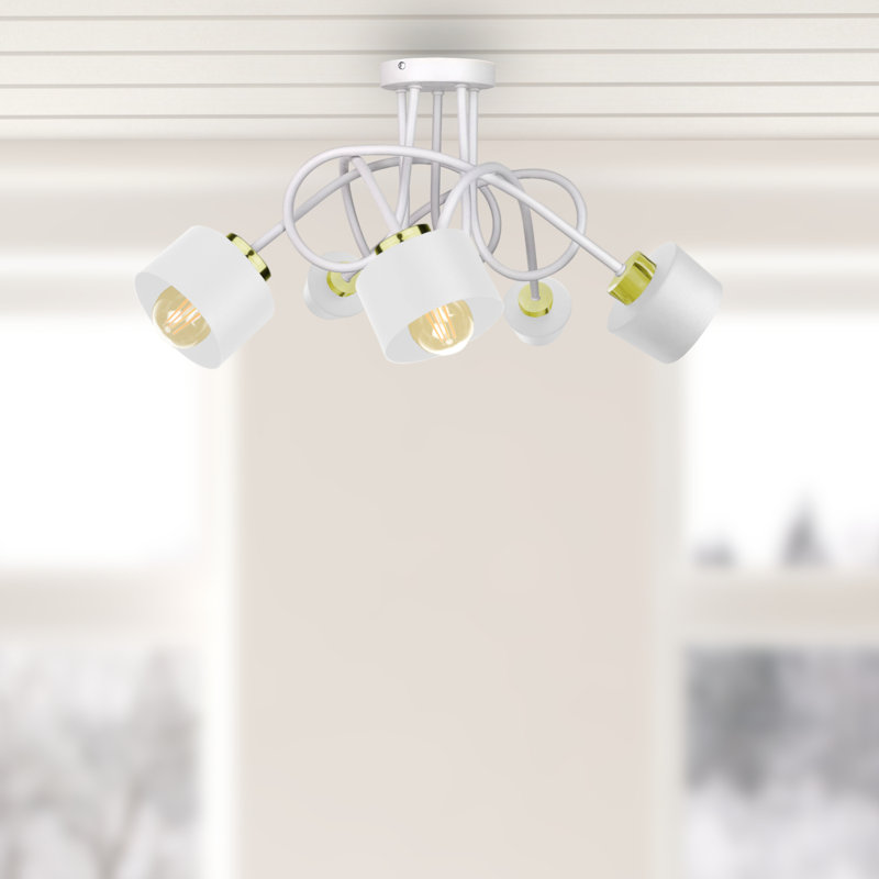 Bavory Flush Mount, White, White/Gold