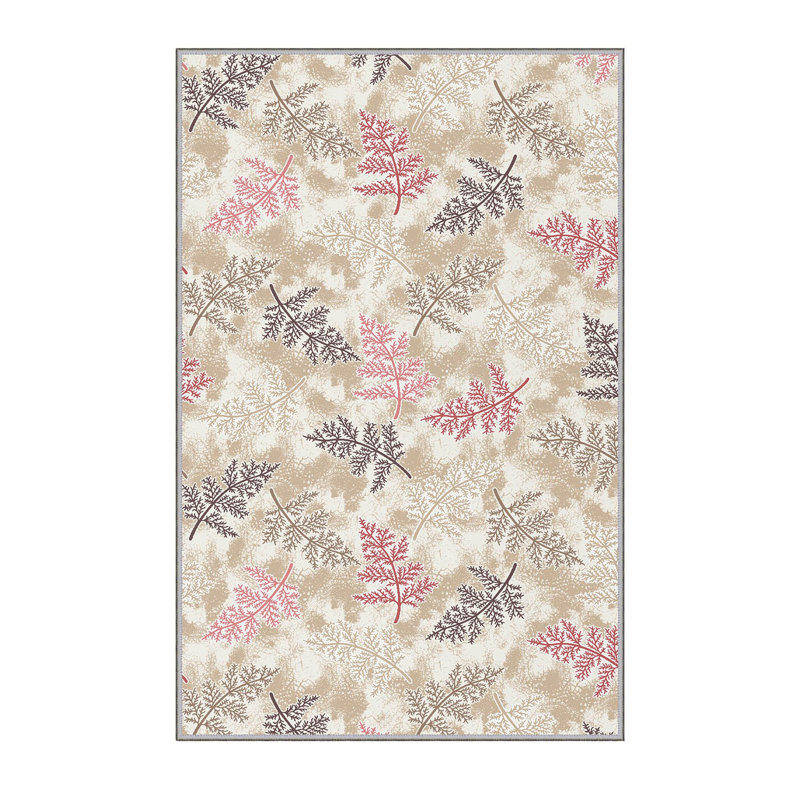 Tapis rose / beige en polyester tissé à la machine Cribbs, Rectangle 5 pi 11 po x 9 pi 2 po