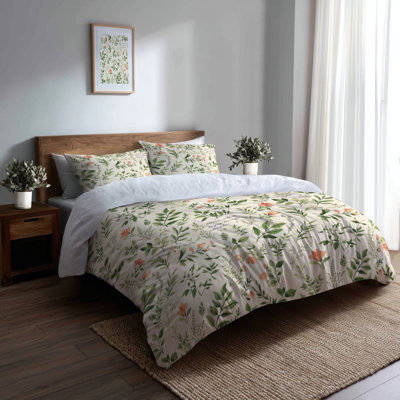 Ensemble de literie 3 pièces French Country - Ensemble de housse de couette et coussin Floral Garden Letters