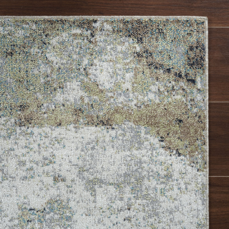 Machine Washable Henry Green/Ivory Rug, Rectangle 7'7" x 10'