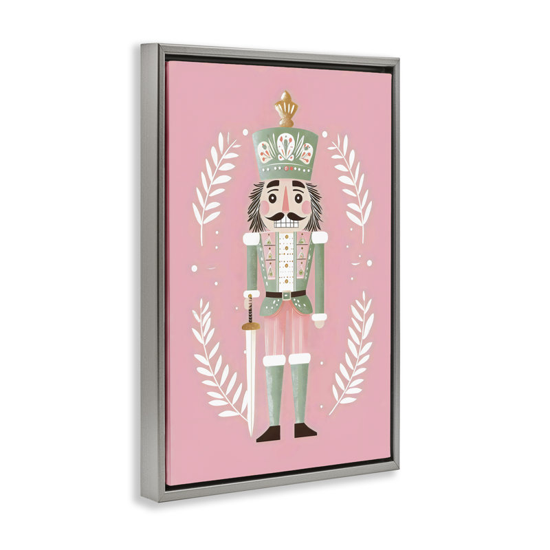Casse-noisette dans un cadre flottant rose pastel, design par Petal Prints Design, H 25 po x l 17 po