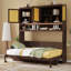 Lit escamotable simple avec armoire, lit pliant peu encombrant avec éclairage et port USB-1396207976