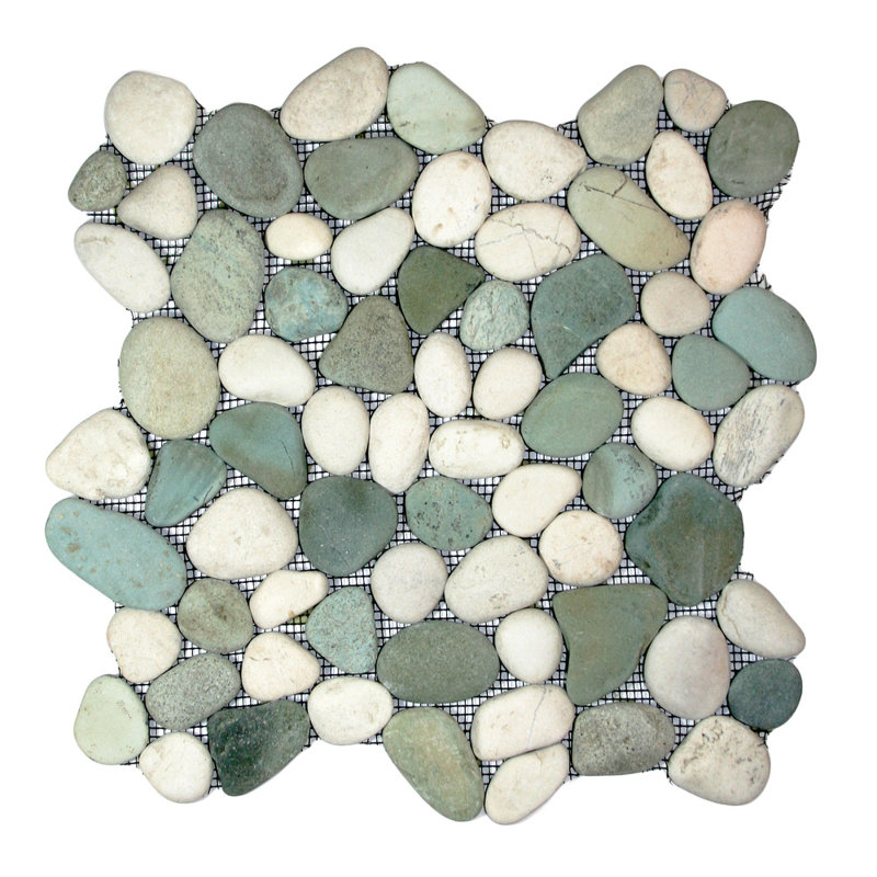 Carreau de mosaïque en pierre naturelle vert / blanc / blanc Ganges 12 po x 12 po Pi.