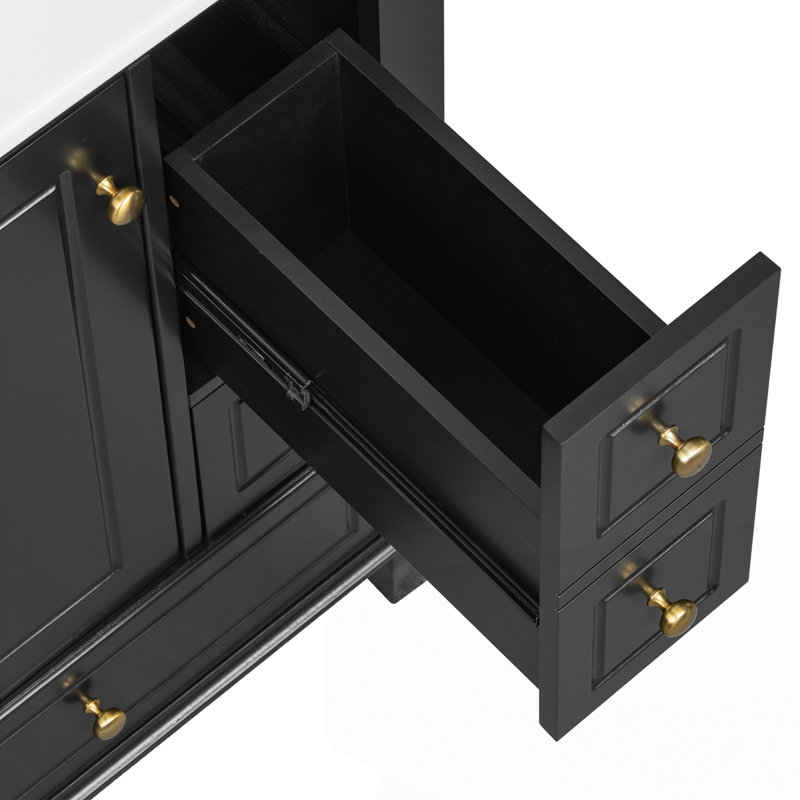 Meuble-lavabo 24 po avec lavabo et tiroirs 24 po, Noir