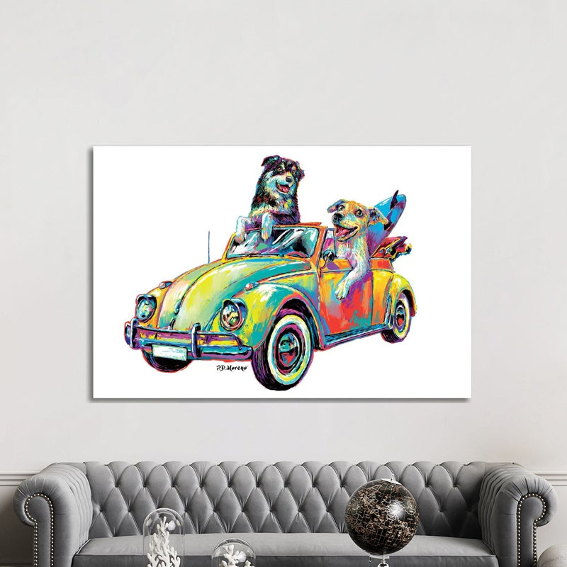 Couple Car by P.D. Moreno - Print on Canvas, 101.6 cm H x 66.04 cm W x 3.175 cm D, Wrapped Canvas
