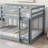 Low Twin Bunk Bed With Ladder & Guardrails, Solid Rubber Wood-1896286801