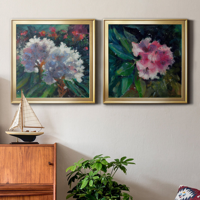 Rhododendron Portrait I - Ensemble de 2 cadres photo Rhododendron Portrait I, H 17,5 po x l 35 po x P 1,5 po, Pas de tapis