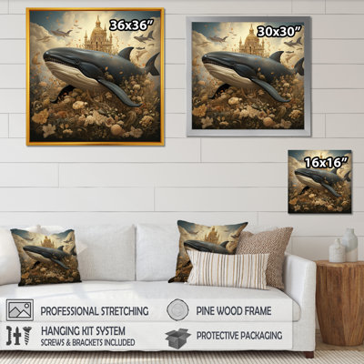 Whales Majesty Futuristic - Coastal Animal Wall Art