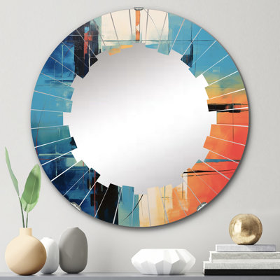 Miroir mural bleu orange Mid-Century