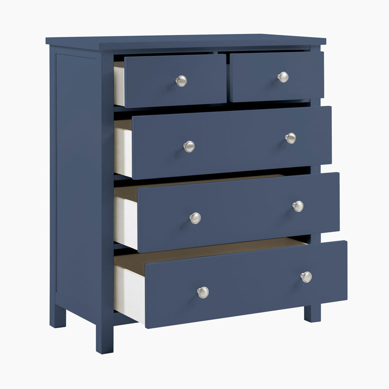 Commode de style Mid-Century moderne en bois de 52 po avec 6 tiroirs en queue d'aronde, glissières à roulement à billes et découpes rainurées intégrées Simba