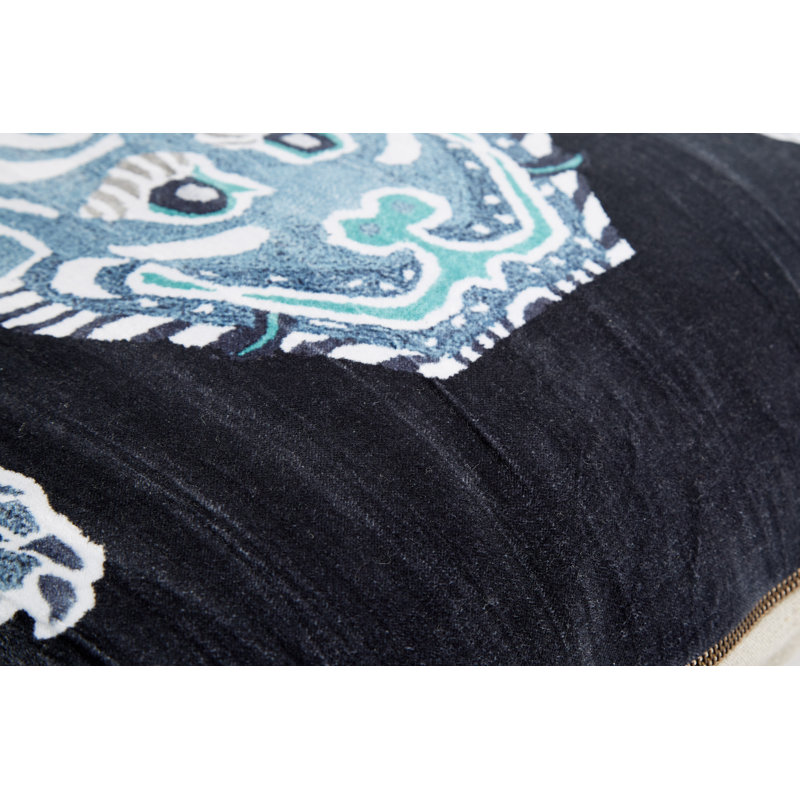 TIBETAN TIGER PILLOW LAPIS 22"X22", Marine, Square 22"