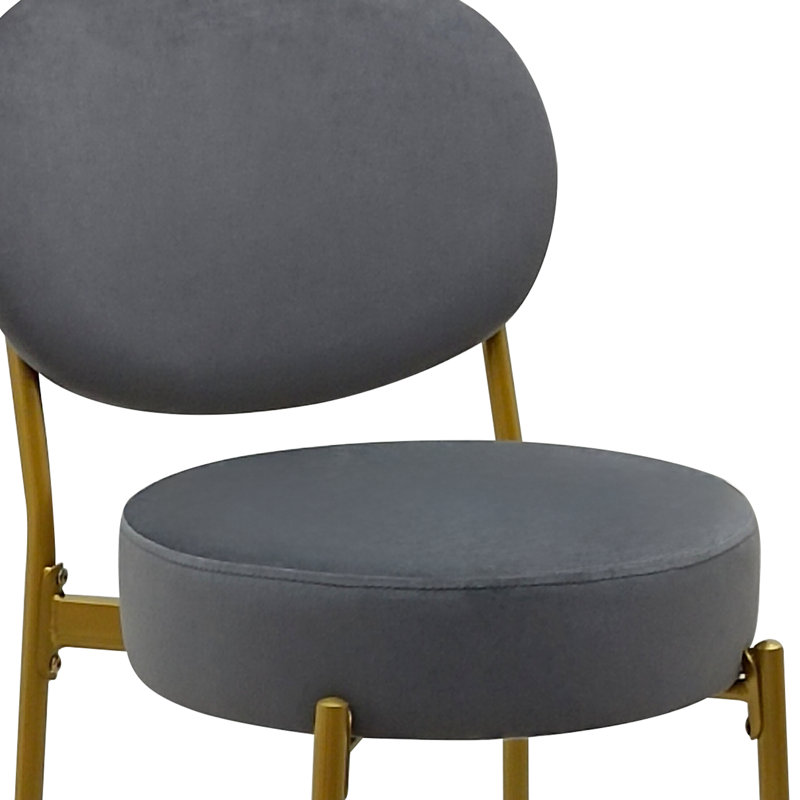 Velvet Upholstered Bar Stools Round (Set of 2 ), Black