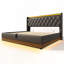Lit tapissier avec rangement, lumières RVB et ports USB-2100095656-2100095663