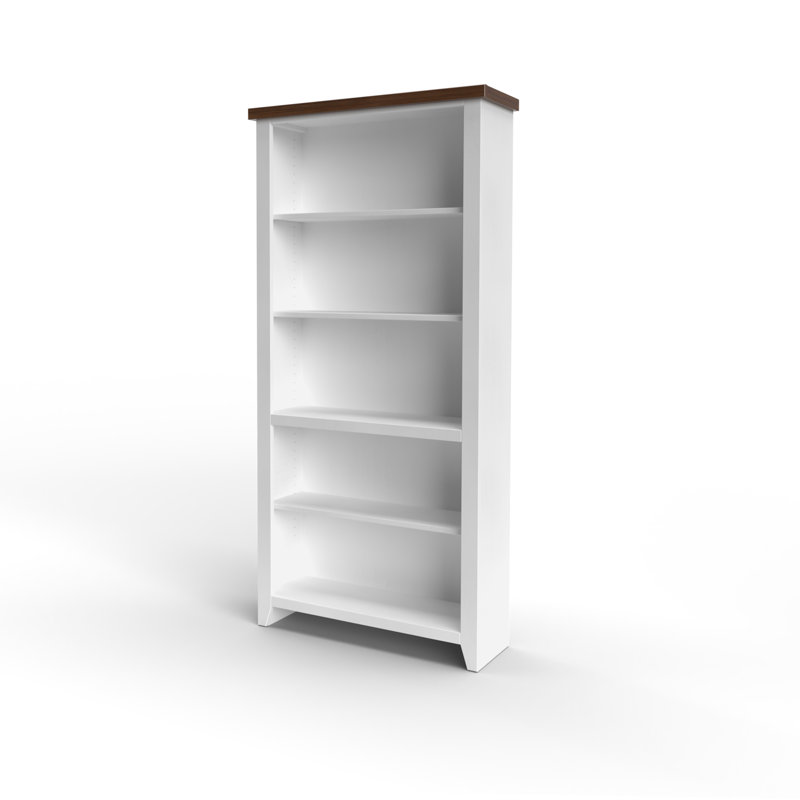 Bibliothèque à 5 tablettes Brixham, Blanc / bois de grange, (5 tablettes) H 72 po x l 34 po x P 11 po