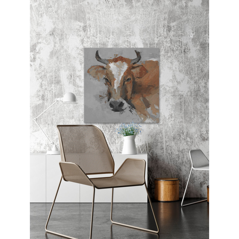 «Big Brown Cow» par Parvez Taj, reproduction d'art sur toile tendue, H 18 po x l 18 po x P 1,5 po