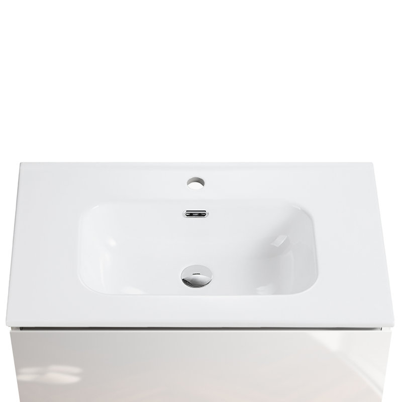 Évier blanc brillant Bb09-30-311, céramique de qualité, style intégré, nettoyage facile, rebord arrondi, poids de 31,05 lb, hauteur de 6,73 po, largeur de 18,16 po, profondeur de la céramique de 30,16 po, structure, rapide