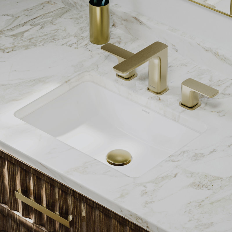 Lavabo de salle de bain rectangulaire encastré en porcelaine vitrifiée blanc Karran Valera