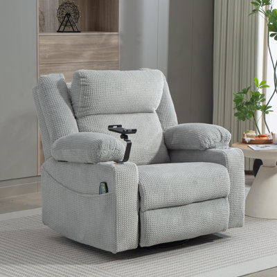 Oversized Dual Motor Power Swivel Rocker Recliner Chair with Adjustable Headrest for Adults, Glider Rocking Chairs with Vibration and Heat, USB Type C, Armrest Storage