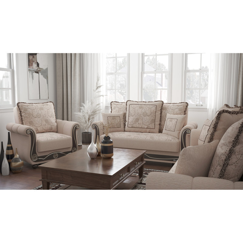 Convertible, beige - Fonction de rangement Confort de qualité pour les invités Petit lit de 600 lb Poids Timberline Collection Tech Chenille Upholstery