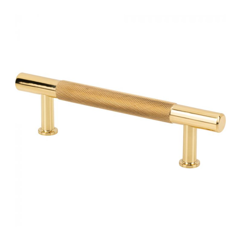 Beliza Knurled Bar Pull, Polished Brass, 5 1/16"