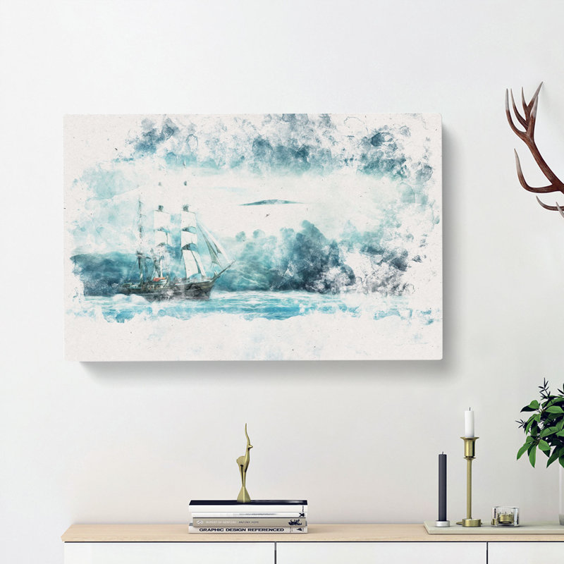 Ship Sailing over a Stormy Sea - Wrapped Canvas, 40cm H x 60cm W x 3cm D