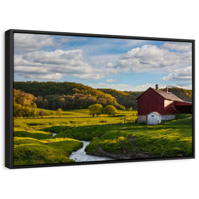 Nature «Green Fields Red Barn Wall Art»