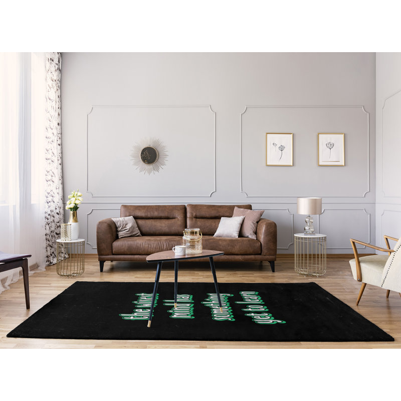 Tapis en chenille de polyester style citations inspirantes Quotes, Rectangle 5 pi x 7 pi